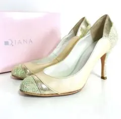 美品 DIANA ダイアナ バイカラー レース グリーン パーティ 結婚式 24のサムネイル