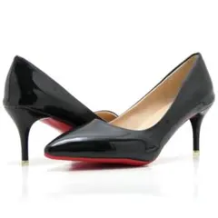 レッドソール ハイヒールパンプス エナメルブラック26.5cm 7.5cmヒール