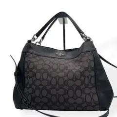 極美品　COACH コーチ　2way トートバッグ　シグネチャー　ブラック