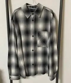 ZARA ザラ　チェック　シャツ　グラデーション　Mサイズ　ブラック　ホワイト