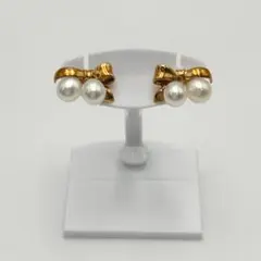 MIKIMOTO　ミキモト　パールピアス　リボン　K18　アコヤ　真珠　ゴールドのサムネイル