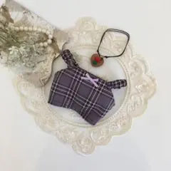 アイナナ モンぬい サロペットセット タータンチェック×くすみ濃紫