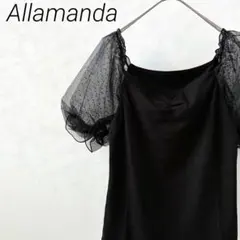 【新品タグ付き】Allamanda リブカットソー パフスリーブ ドット柄 薄手のサムネイル