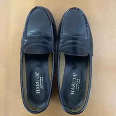 HARUTA ブラックレザー ローファー　25EE