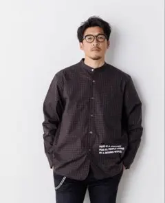 FIDES BAND COLLAR CHECK SHIRT
