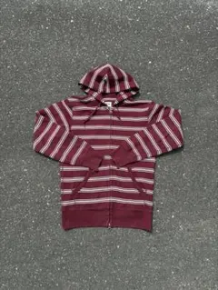 OLD UNIQLO ボーダー ジップパーカー 赤白 バイカラー Y2K S