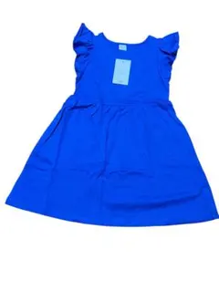 ガールズ 女の子 子供 ワンピース フリル 無地　ブルー ジュニア服　可愛い