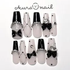 ネイルチップ♡スナ系 量産型 オタク 推し ちゅるん ガーリー ワンホン リボン