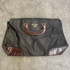 【希少】PRADA プラダ トートバッグ ナイロン×クロコ型押しレザー
