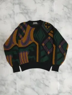 ★美品★レア★ 90s 3Dデザイン ニットセーター M 平成 レトロ