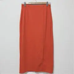 GU ジーユー カットソーナローミディスカート オレンジ スリット おしゃれ