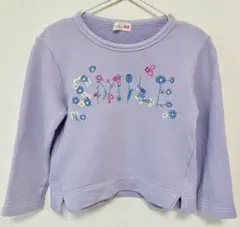 KP トレーナー 110 花 刺繍 パープル 女の子