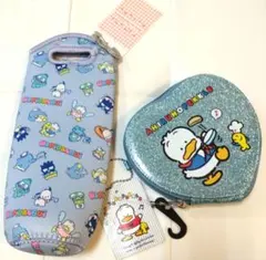 はぴだんぶい　ボトルカバー　あひるのペックルグリッターチャームポーチ　2点セット