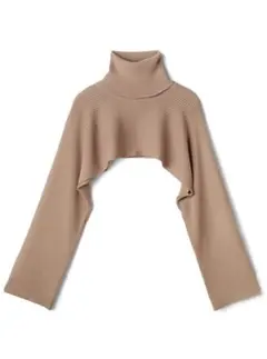 タートルネッククロップド丈ニット　ショート丈　ベージュ