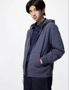 UNIQLO スウェットフルジップパーカ 67 BLUE