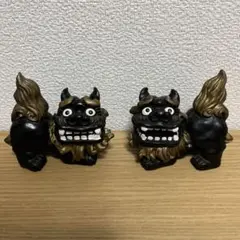 シーサー 黒と金色 置物　魔除け　厄除け　お守り