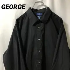 N-5215 GEORGE アメリカ古着 長袖シャツ 黒シャツ 2XL メンズ