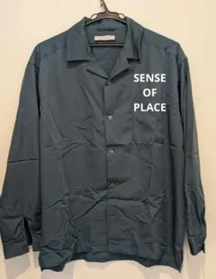 SENSEOF PLACE グリーンブルー 長袖シャツ 胸ポケット付き