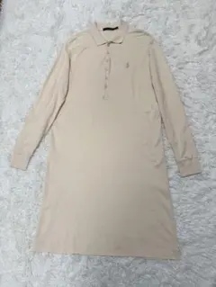 美品　ラルフローレン　ポロシャツワンピース　ベージュ　ポニー刺繍　膝下
