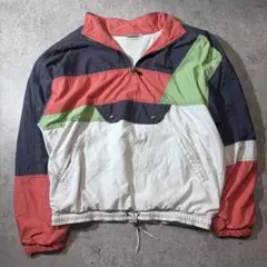 90s Reebok 切り替えハーフジップ ナイロンジャケット マルチカラー