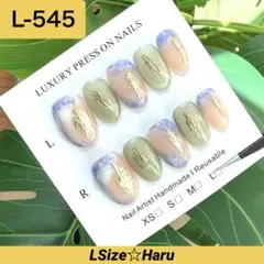 【L-545】ふんわりパステルニュアンス♡ ミラーフレームネイルチップ［L］