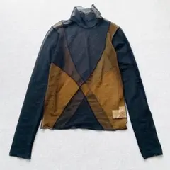 パブリックトウキョウトップス カットソー シアー シースルー 長袖 黒 茶 F