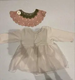 ≪petit main≫いちご襟付きロンパース 薄ピンク 80size