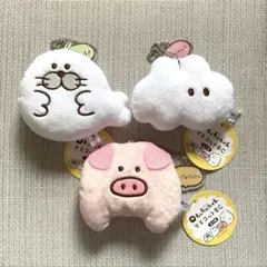 もくもくちゃん ぬいぐるみ フレークシール ケーブルマスコット 缶バッジ セット