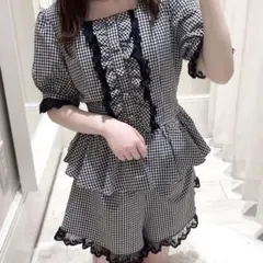 evelyn 前立てフリルセットアップ ギンガムチェック