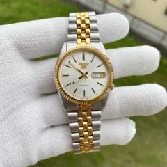 SEIKO 5 7S26-0500 自動巻き デイデイト 裏スケ コンビ 稼働品