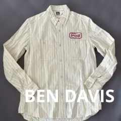 BEN DAVIS クリーム色　赤ストライプシャツ