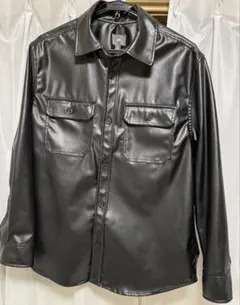 H&M フェイクレザー シャツジャケット 黒 L