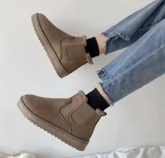 茶色24cmムートンブーツ ブーツ モカシン 冬靴 レディース 裏起毛 暖かい