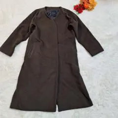 JEANASIS　ノーカラー　ロングコート　ブラウン　F