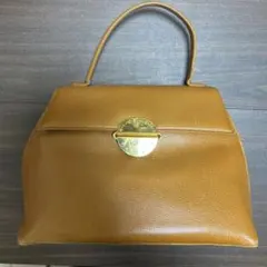 ungaro 2way ショルダーバッグ ブラウン 型押しレザー ゴールド金具 