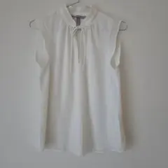 H&M ノースリーブブラウス シャツ ホワイト リボン付き