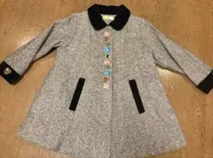 ピィーカブ コート　刺繍付　グレー　ウール混紡