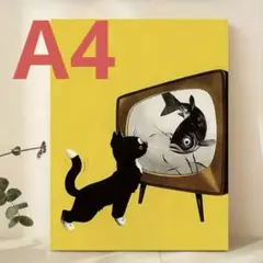 アートポスター　レトロ　猫　ポップ　インテリア　リビング　カフェ　ガレージ　A3
