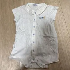 familiar 半袖ロンパース 水色ストライプ