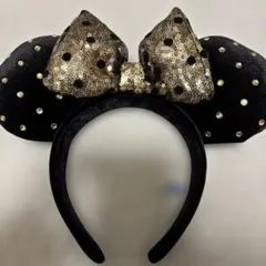ミニーマウス風カチューシャ 黒と金