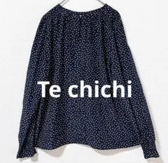 Te chichi テチチ ドット柄ギャザーブラウス ネイビー F 美品