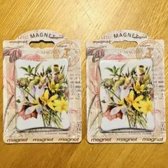 ボタニカルアート風 マグネット 2個セット 未開封 花柄 インテリア