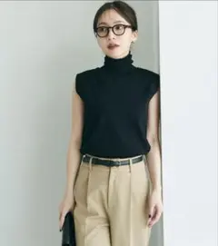 basement online タートルネックノースリーブニット ブラック