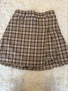 WEGO チェック柄プリーツスカート ベージュ系