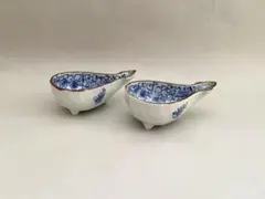 有田焼 染付花唐草琵琶型小鉢 2個セット 未使用品