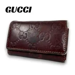 GUCCI 6連キーケース ブラウン レザー シェリーライン - メルカリ
