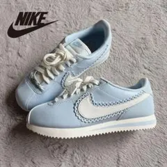 25.0 NIKE CORTEZ ブルー ビーズ風ステッチ 爽やか ブルー♡ - メルカリ