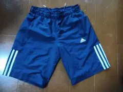 キッズadidas ネイビー 3本ライン 半ズボン 160