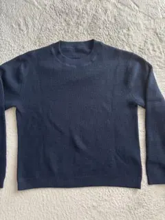 無印ワッフル編みニット　ネイビーM