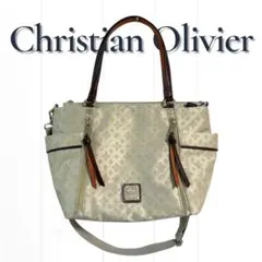 クリスチャンオリビエ 2WAY総柄 トートバッグ ベージュ